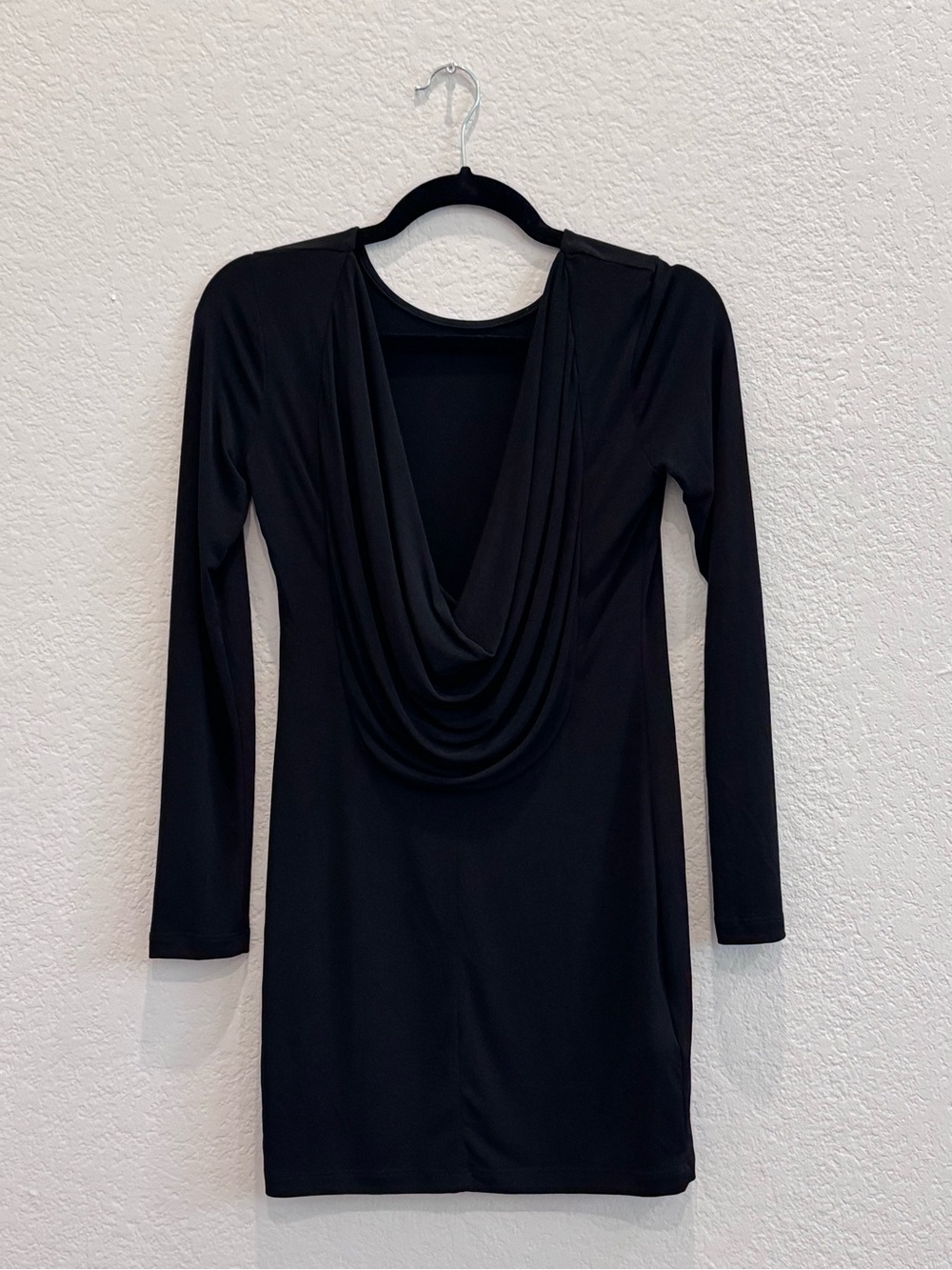 BCBGeneration Draped Cowl Neck Long Sleeve Dress, Size XS
